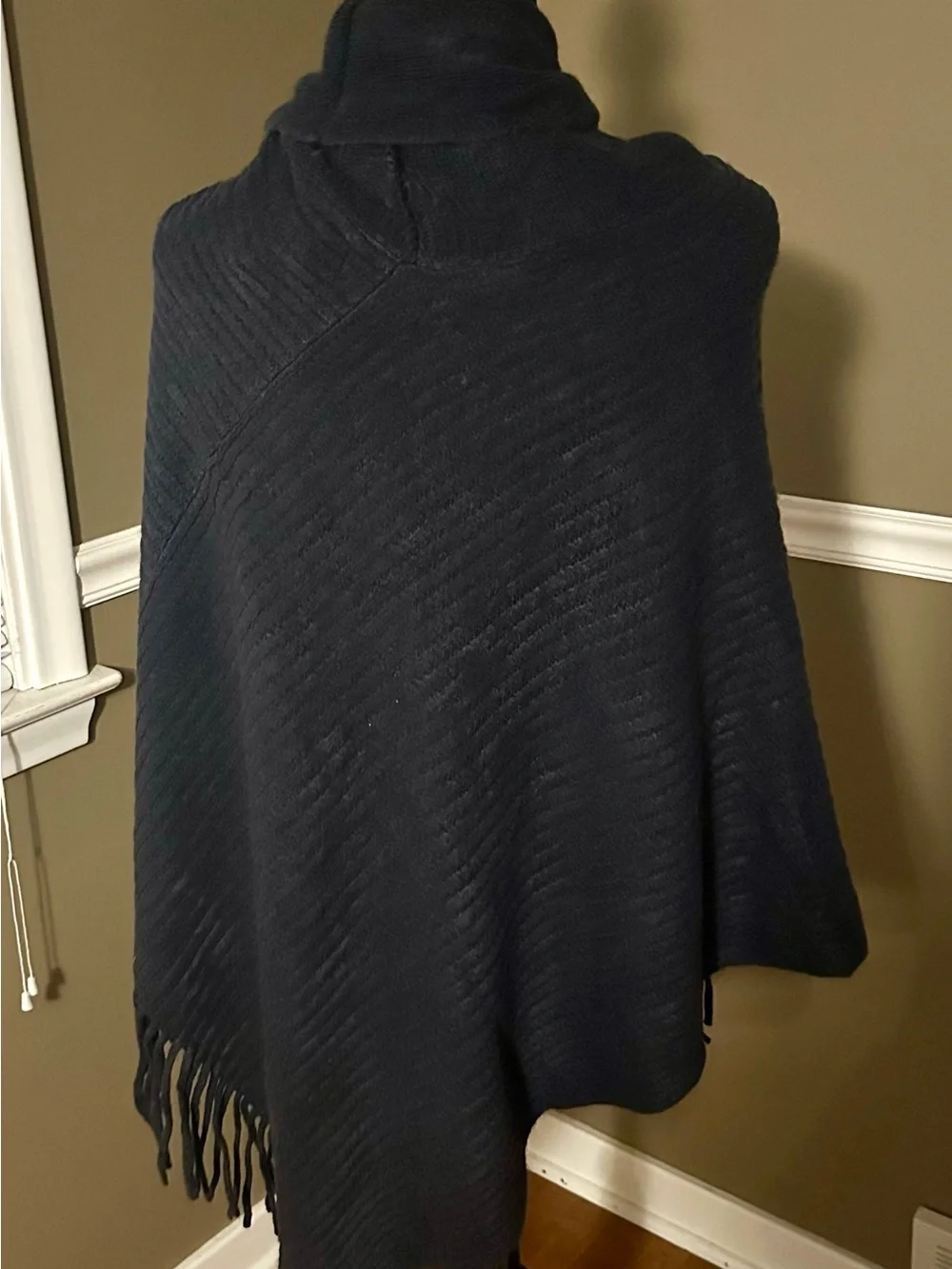 kathy ireland Navy Pearl-Embellished Cowl Neck Poncho Sweater - Picture 5 of 5